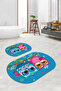Printed Non-Slip Base Washable Owl Pattern Oval Bath Mat Set of 2 Toilet Seat Covers - 2