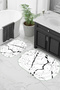 Printed Non-Slip Base Washable Marble Pattern Oval Bath Mat Set of 2 Toilet Mats - 6