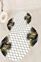 Digital Non-Slip Base Washable Flower Pattern Oval Bath Mat Set of 2 Toilet Seat Covers - 3