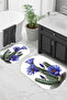 Printed Non-Slip Base Washable Cactus Pattern Oval Bath Mat Set of 2 Toilet Seat Covers - 4