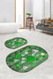 Digital Printed 3D Non-Slip Base Washable Oval Bath Mat Set of 2 Toilet Seats - 2