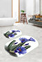 Printed Non-Slip Base Washable Cactus Pattern Oval Bath Mat Set of 2 Toilet Seat Covers - 3
