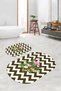 Printed Non-Slip Base Washable Flower Pattern Oval Bath Mat Set of 2 Toilet Seat Covers - 4