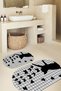 Printed Non-Slip Base Washable Cat Pattern Oval Bath Mat Set of 2 Toilet Seat Covers - 7