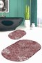 Digital Printed Non-Slip Base Washable Oval Bath Mat Set of 2 Toilet Seat Covers - 5
