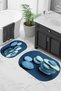 Digital Printed 3D Non-Slip Base Washable Oval Bath Mat Set of 2 Toilet Seats - 3
