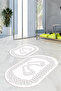 Digital Non-Slip Base Washable Footprint Pattern Oval Bathroom Mat Set of 2 Toilet Mats - 4