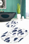 Printed Non-Slip Base Washable Fish Pattern Oval Bath Mat Set of 2 Toilet Seat Covers