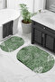 Digital Printed Non-Slip Base Washable Oval Bath Mat Set of 2 Toilet Seat Covers - 7