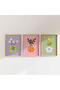 Natural Wood Framed Uv Printing Set of 3 Minimalist Flower Pattern Paintings – Modern & Stylish Wall Decor