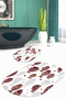 Printed Non-Slip Base Washable Fish Pattern Oval Bath Mat Set of 2 Toilet Seat Covers