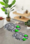 3D Printed Non-Slip Base Washable Oval Bath Mat Set of 2 Toilet Seat Covers - 8