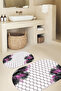 Digital Non-Slip Base Washable Flower Pattern Oval Bath Mat Set of 2 Toilet Seat Covers - 4