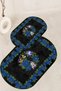 Digital Printed Non-Slip Base Washable Oval Bath Mat Set of 2 Toilet Seat Covers