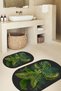 Digital Non-Slip Base Washable Floral Oval Bath Mat Set of 2 Toilet Seat Covers - 5
