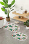 Printed Non-Slip Base Washable Cactus Pattern Oval Bath Mat Set of 2 Toilet Seat Covers - 8