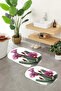 Printed Non-Slip Base Washable Cactus Pattern Oval Bath Mat Set of 2 Toilet Seat Covers - 8