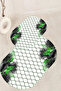 Digital Non-Slip Base Washable Flower Pattern Oval Bath Mat Set of 2 Toilet Seat Covers - 3
