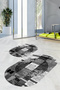 Digital Printed Non-Slip Base Washable Oval Bath Mat Set of 2 Toilet Seat Covers - 5