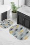 Digital Non-Slip Base Washable Floral Oval Bath Mat Set of 2 Toilet Seat Covers - 2