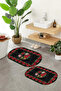 Digital Printed Non-Slip Base Washable Oval Bath Mat Set of 2 Toilet Seat Covers - 4