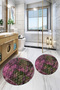 Digital Printed Base Washable Round Bath Mat Set of 2 Toilet Seat Covers