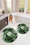 Printed Non-Slip Base Washable Round Bath Mat Set of 2 Toilet Seat Covers - 6