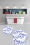 Printed Washable Flower Pattern Round Bath Mat Set of 2 Toilet Seat Covers - 8