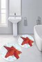 3D Printed Non-Slip Base Washable Round Bath Mat Set of 2 Toilet Seat Covers - 5
