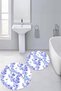 Printed Washable Flower Pattern Round Bath Mat Set of 2 Toilet Seat Covers - 3