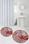 Printed Non-Slip Base Washable Round Bath Mat Set of 2 Toilet Seat Covers