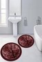 Printed Non-Slip Base Washable Round Bath Mat Set of 2 Toilet Seat Covers - 8