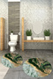 Non-Slip Base Washable Marble Pattern Round Bathroom Mat Set of 2 Toilet Mats - 7