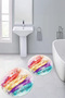 3D Printed Non-Slip Base Washable Round Bath Mat Set of 2 Toilet Seat Covers - 5
