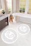 Non-Slip Base Washable Footprint Pattern Round Bathroom Mat Set of 2 Toilet Mats - 5