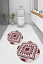 Printed Non-Slip Base Washable Round Bath Mat Set of 2 Toilet Seat Covers - 9