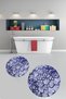 Printed Non-Slip Base Washable Round Bath Mat Set of 2 Toilet Seat Covers - 4