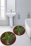 Digital Non-Slip Base Washable Floral Round Bathroom Mat Set of 2 Toilet Seat Covers