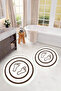 Non-Slip Base Washable Footprint Pattern Round Bathroom Mat Set of 2 Toilet Mats - 4