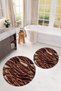 Digital Non-Slip Base Washable Round Bathroom Mat Set of 2 Toilet Seat Covers - 8