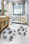 Printed Washable Cactus Pattern Round Bath Mat Set of 2 Toilet Seat Covers - 4