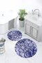Printed Non-Slip Base Washable Round Bath Mat Set of 2 Toilet Seat Covers - 5