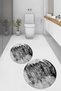Digital Non-Slip Base Washable Floral Round Bathroom Mat Set of 2 Toilet Seat Covers - 6
