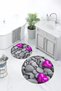 3D Printed Non-Slip Base Washable Round Bath Mat Set of 2 Toilet Seat Covers