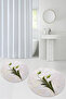 Printed Washable Flower Pattern Round Bath Mat Set of 2 Toilet Seat Covers - 5