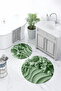 Digital Printed 3D Non-Slip Base Washable Round Bathroom Mat Set of 2 Toilet Seat Covers - 9