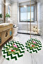 Printed Washable Flower Pattern Round Bath Mat Set of 2 Toilet Seat Covers - 5