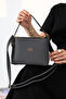 Black Denim Textured Small Size Women's Bag Single Eyed Cross Strap Shoulder and Hand Bag - 7
