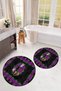 Printed Non-Slip Base Washable Round Bath Mat Set of 2 Toilet Seat Covers - 6