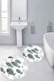 Printed Non-Slip Base Washable Fish Pattern Round Bath Mat Set of 2 Toilet Seat Covers - 3